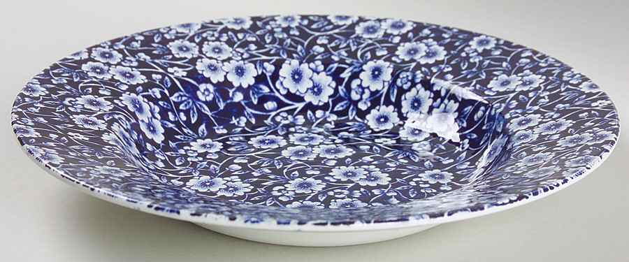 Calico Blue (Burleigh Stamp) Large Rim Soup Bowl by Staffordshire-1