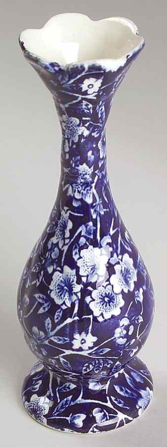 Calico Blue (Burleigh Stamp) 5" Bud Vase by Staffordshire-1