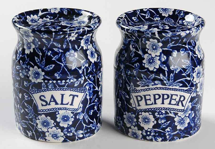 Calico Blue (Burleigh Stamp) Salt & Pepper Set by Staffordshire-1