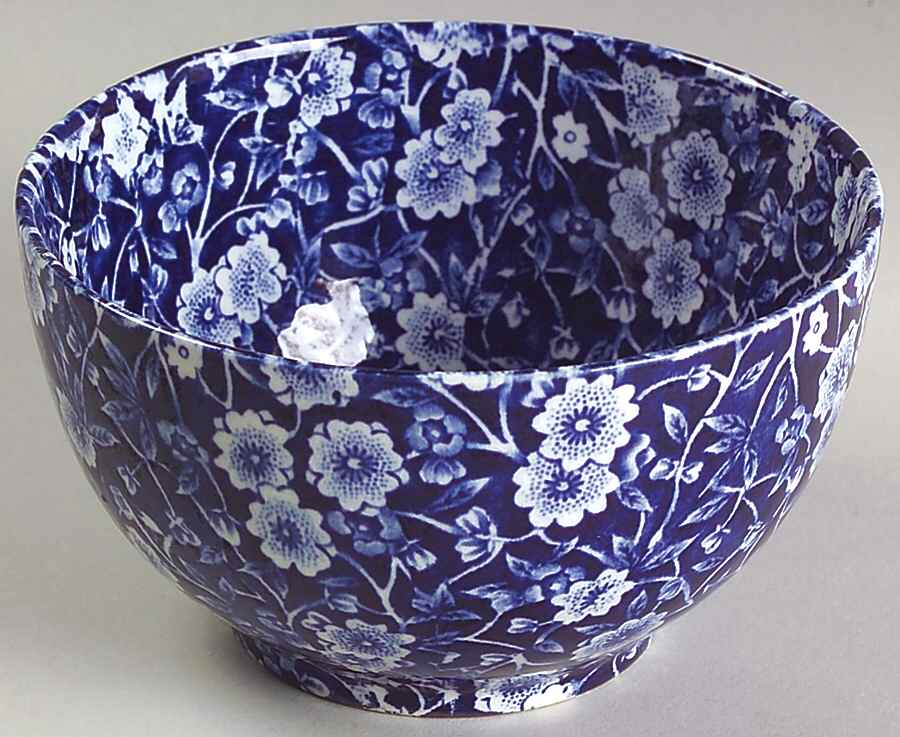 Calico Blue (Burleigh Stamp) Dessert Bowl by Staffordshire-1