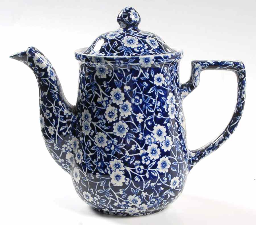 Calico Blue (Burleigh Stamp) Coffee Pot & Lid by Staffordshire-1