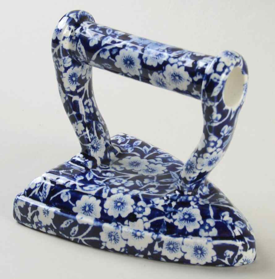 Calico Blue (Burleigh Stamp) Figural Candlestick by Staffordshire-1