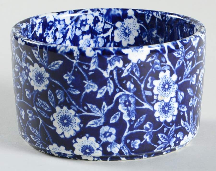 Calico Blue (Burleigh Stamp) Small Open Crock by Staffordshire-1