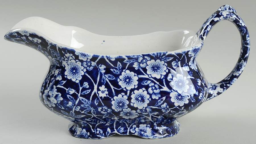 Calico Blue (Burleigh Stamp) Gravy Boat by Staffordshire-1