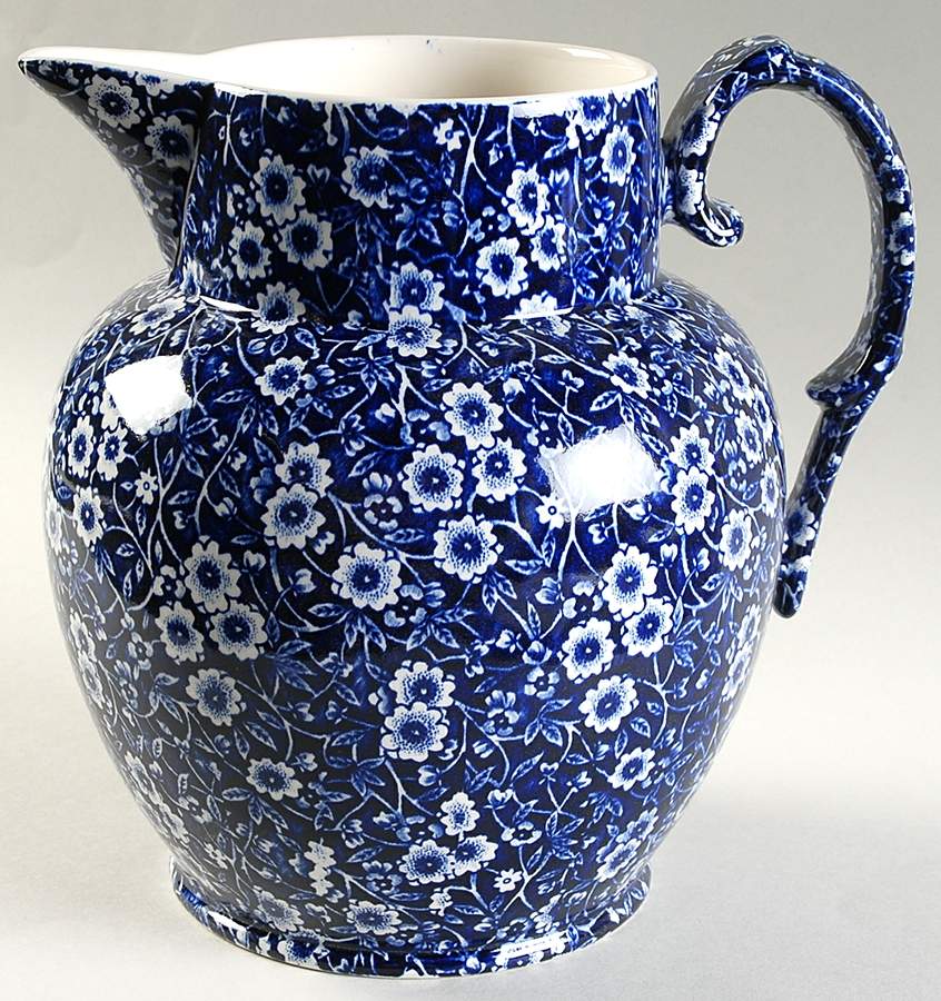 Calico Blue (Burleigh Stamp) Etruscan Jug by Staffordshire-1