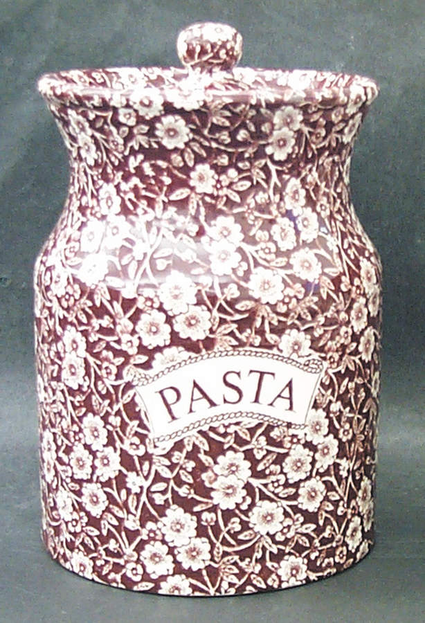 Calico Brown Pasta Jar & Lid by Staffordshire-1