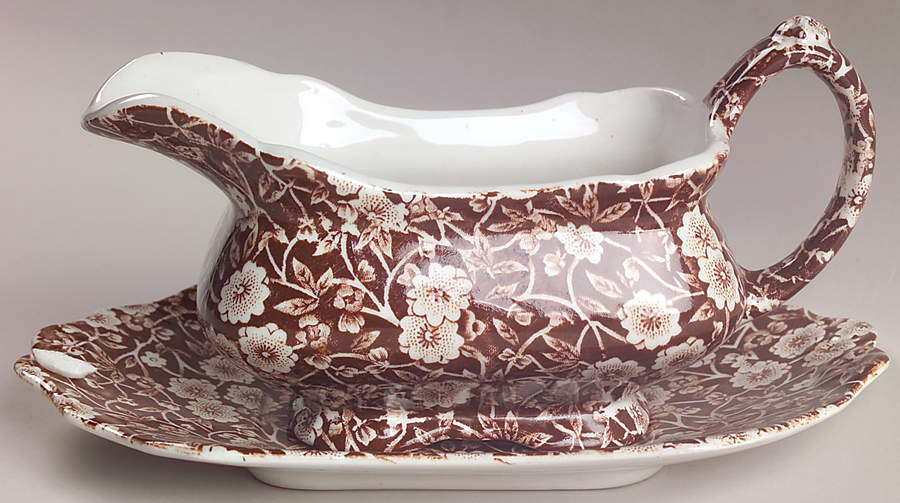 Calico Brown Gravy Boat & Underplate by Staffordshire-1