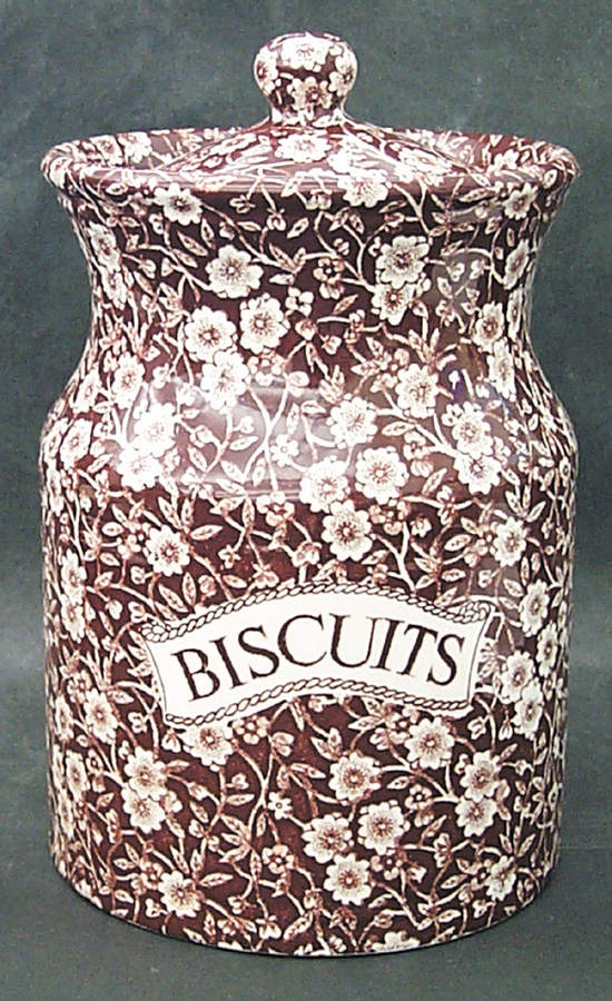 Calico Brown Biscuit Barrel & Lid by Staffordshire-1