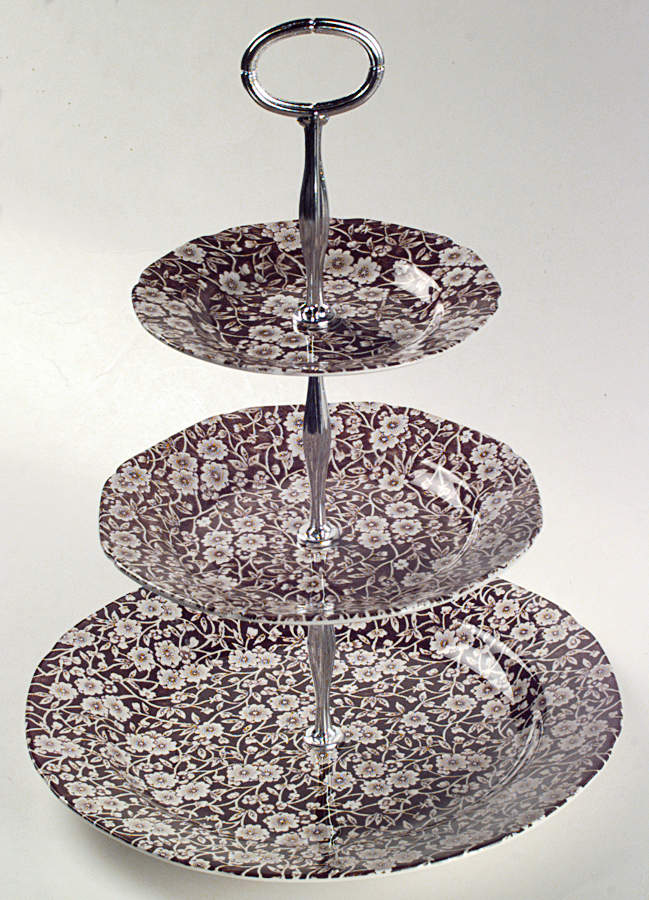 Calico Brown 13 7/8"-14 1/4" 3-Tiered Serving Tray(DP,SP,BB) HC by Staffordshire-1