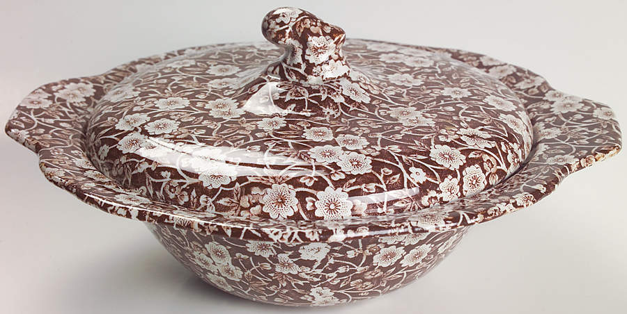 Calico Brown Round Covered Vegetable by Staffordshire-1