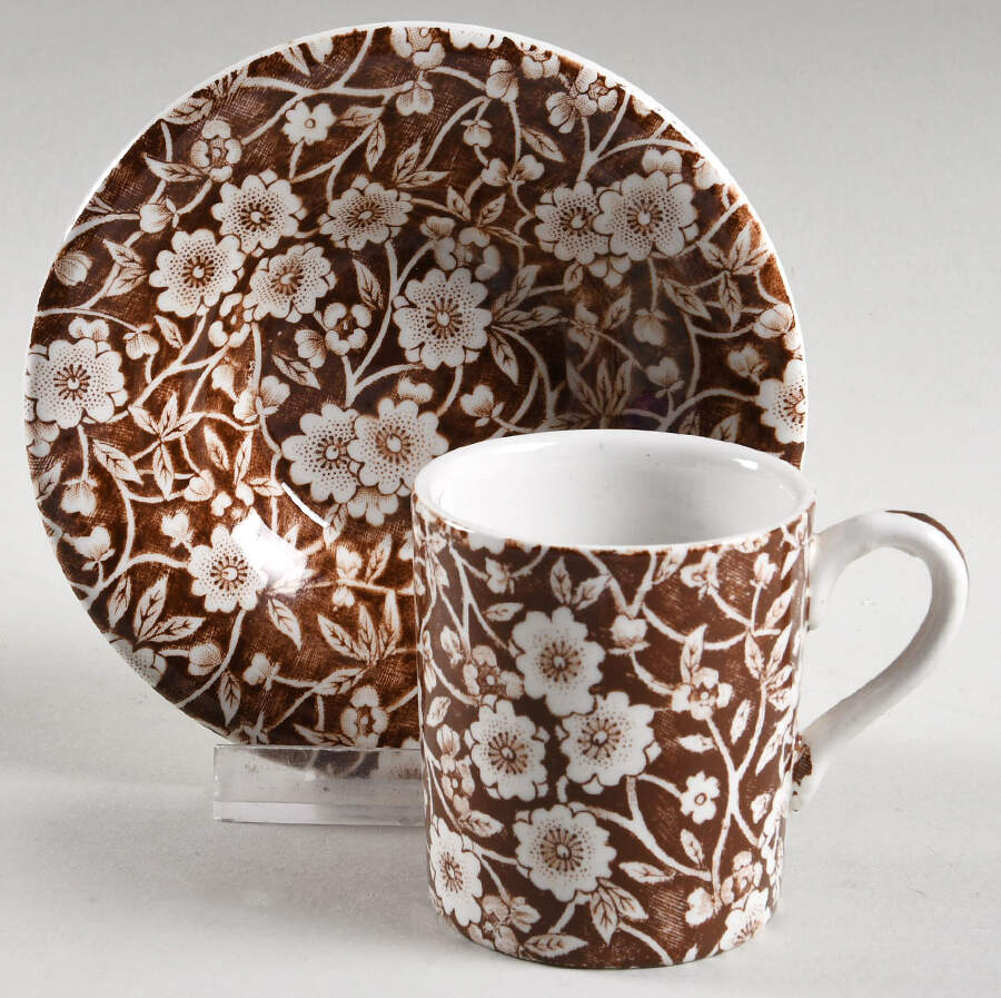Calico Brown Flat Demitasse Cup & Saucer Set by Staffordshire-1