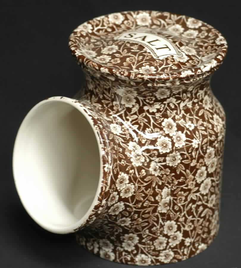 Calico Brown Open Salt Jar by Staffordshire-1