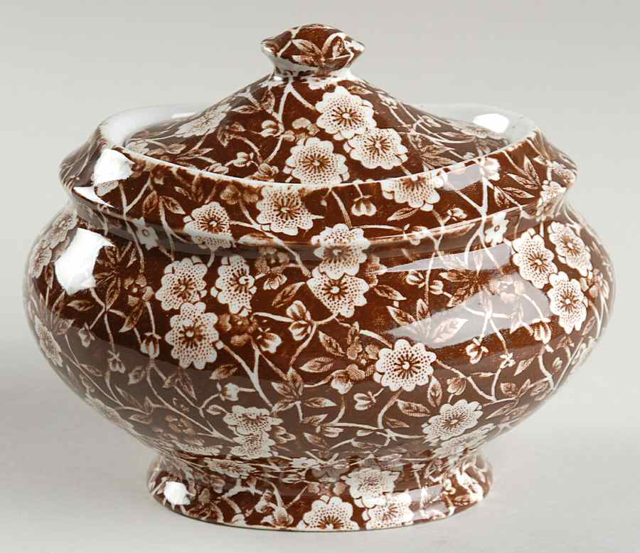 Calico Brown Sugar Bowl & Lid by Staffordshire-1