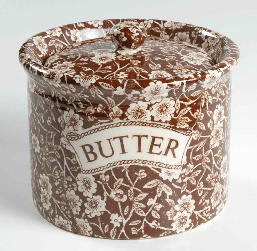 Calico Brown Butter Tub & Lid by Staffordshire-1