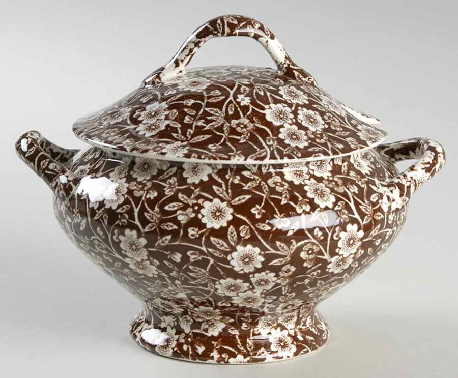 Calico Brown Sauce Boat & Lid by Staffordshire-1