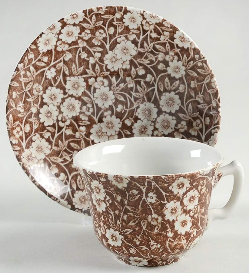 Calico Brown Flat Cup & Saucer Set by Staffordshire-1