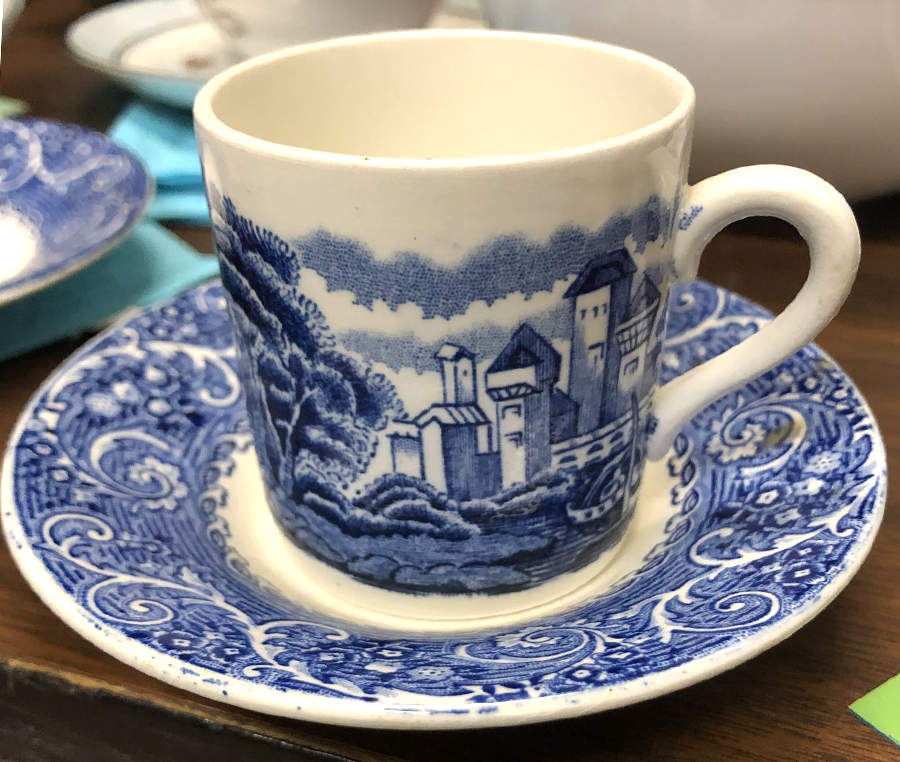 Canterbury Blue Flat Demitasse Cup & Saucer Set by Staffordshire-1