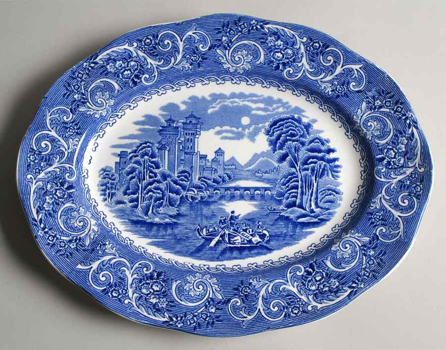 Canterbury Blue 12" Oval Serving Platter by Staffordshire-1