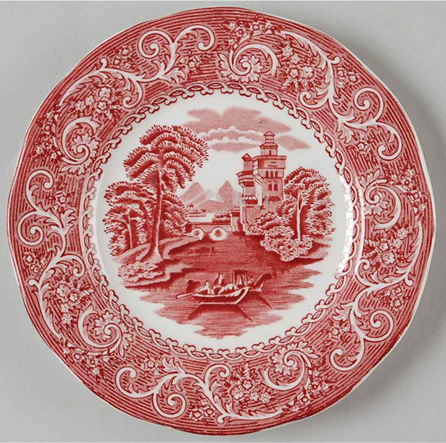 Canterbury Red Bread & Butter Plate by Staffordshire-1