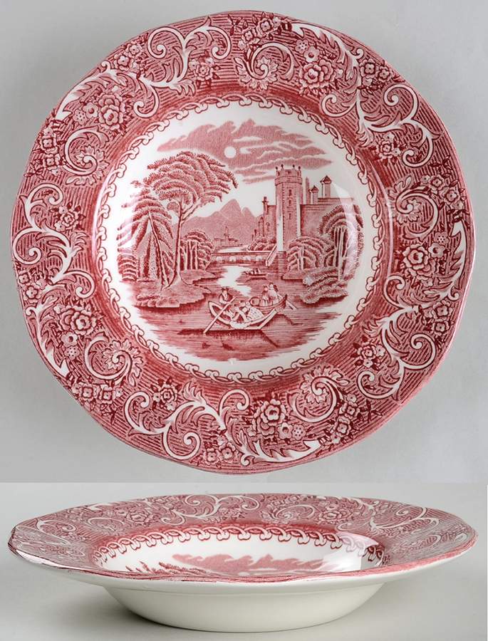 Canterbury Red Rim Soup Bowl by Staffordshire-1