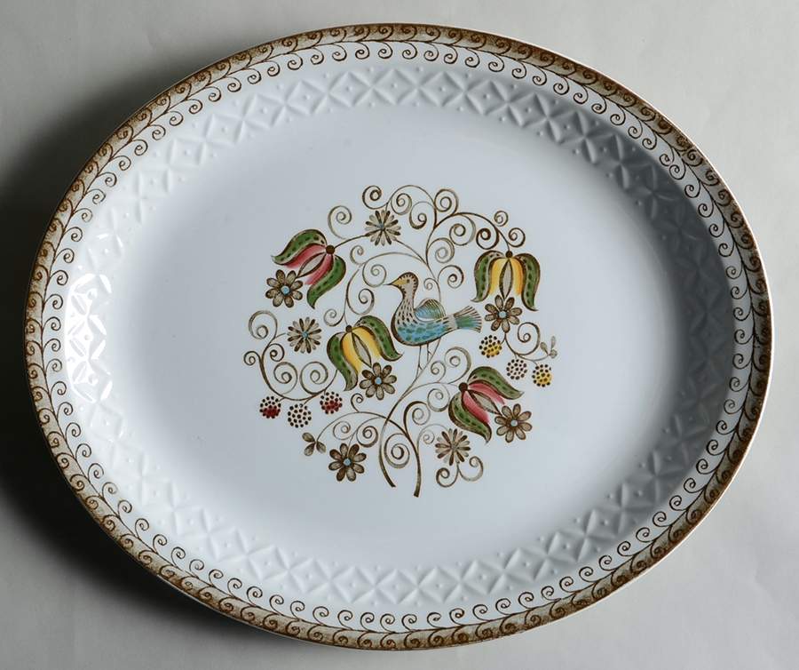 English Partridge 14" Oval Serving Platter by Staffordshire-1