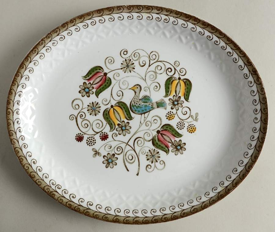 English Partridge 12" Oval Serving Platter by Staffordshire-1