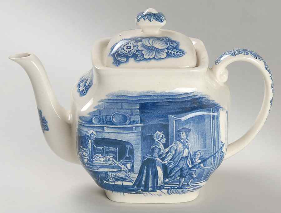 Liberty Blue Teapot & Lid by Staffordshire-1