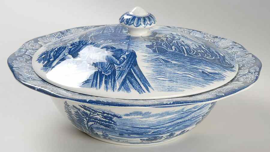 Liberty Blue Round Covered Vegetable by Staffordshire-1