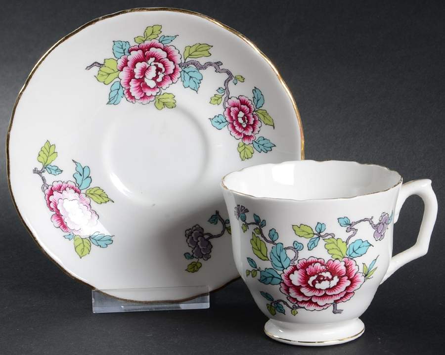 Mandarin Footed Cup & Saucer Set by Staffordshire-1