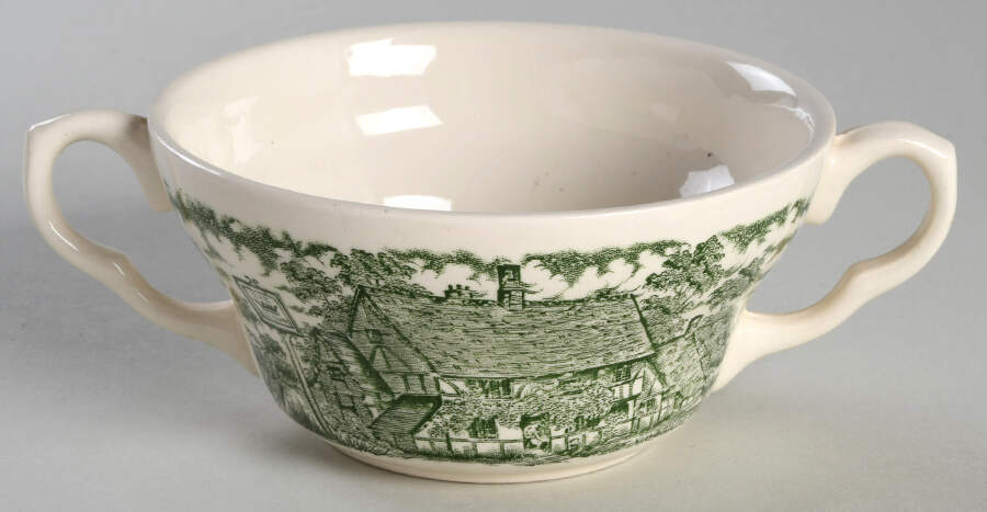 Old Inns Series Green Flat Cream Soup Bowl by Staffordshire-1