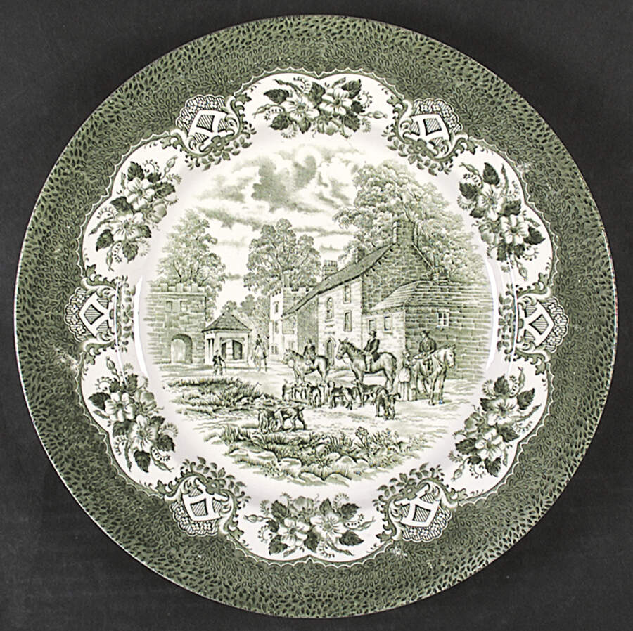 Old Inns Series Green 11" Chop Plate (Round Platter) by Staffordshire-1