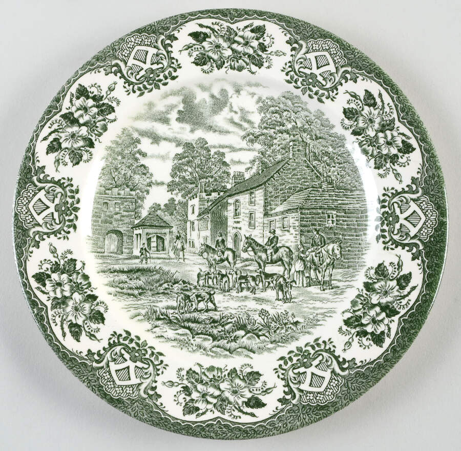 Old Inns Series Green Dinner Plate by Staffordshire-1