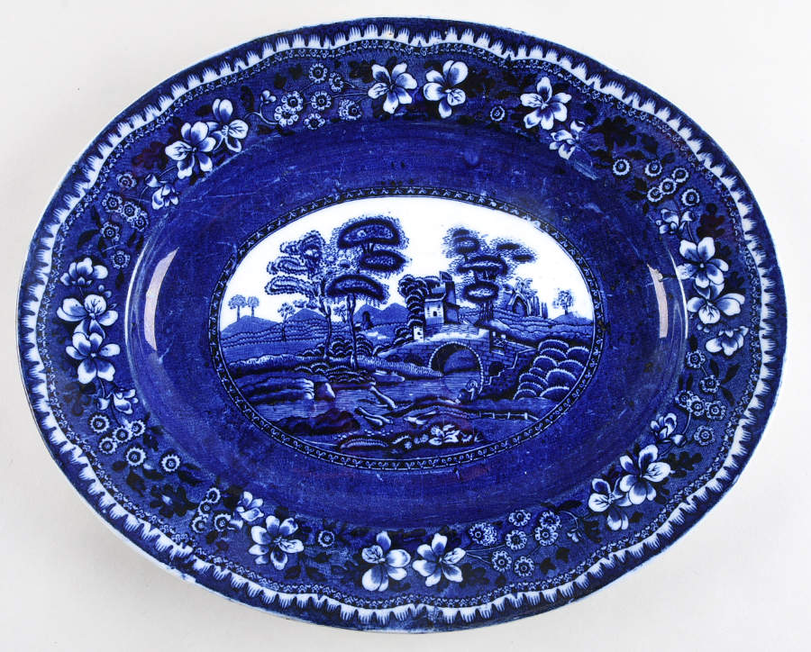 Old Tower Blue 14" Oval Serving Platter by Staffordshire-1