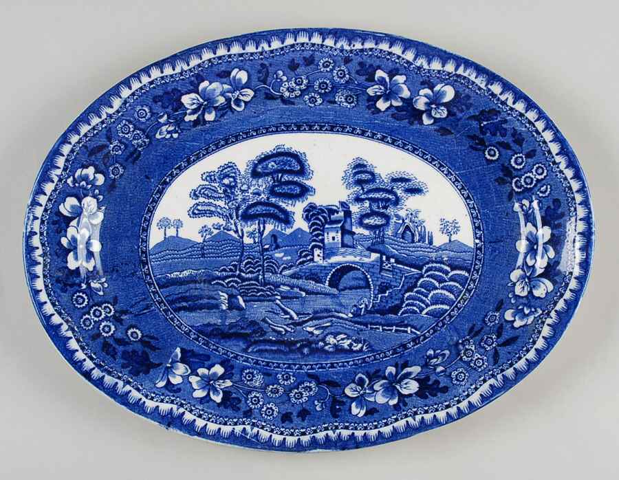 Old Tower Blue 12" Oval Serving Platter by Staffordshire-1