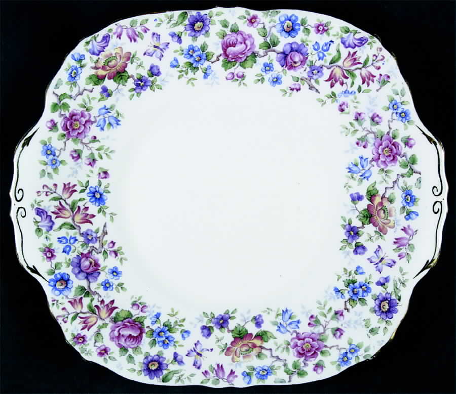 Springtime Square Handled Cake Plate by Staffordshire-1