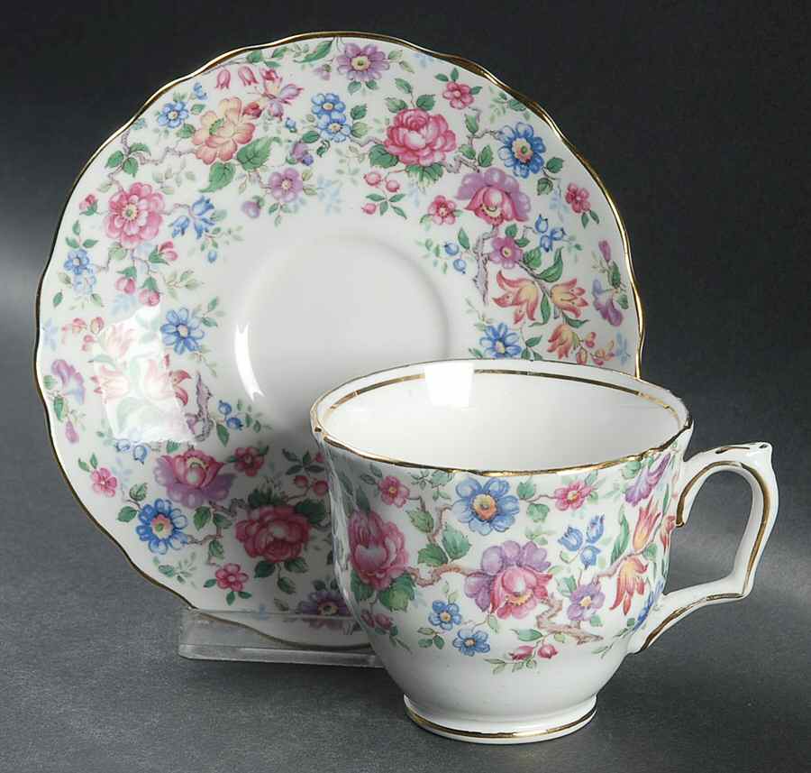 Springtime Footed Cup & Saucer Set by Staffordshire-1