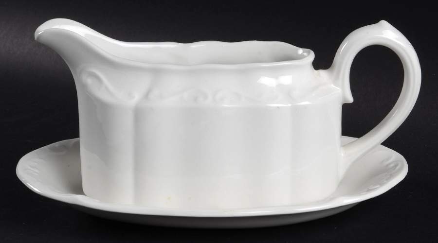 White Mist Gravy Boat & Underplate/Relish by Sears-1