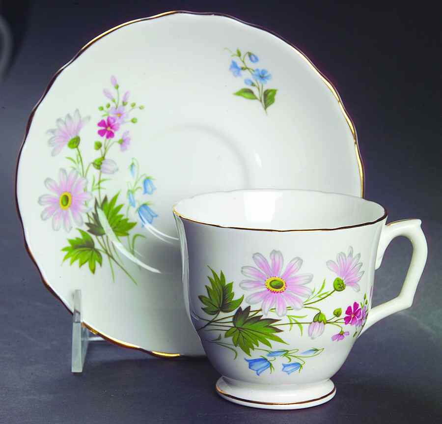 Wild Flowers Footed Cup & Saucer Set by Staffordshire-1