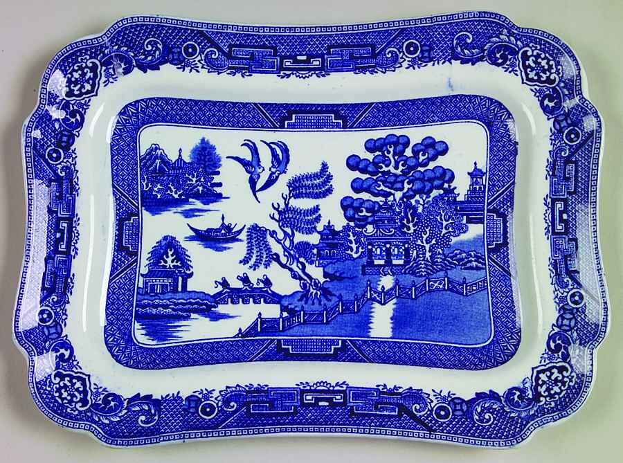 Ye Olde Willow Blue 11" Rectangular Serving Platter by Staffordshire-1