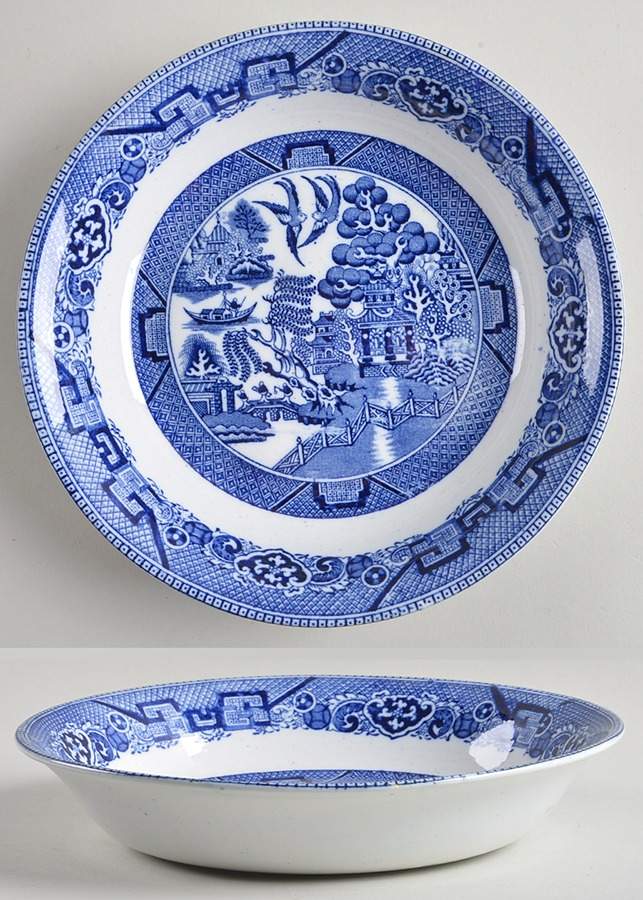 Ye Olde Willow Blue Coupe Soup Bowl by Staffordshire-1