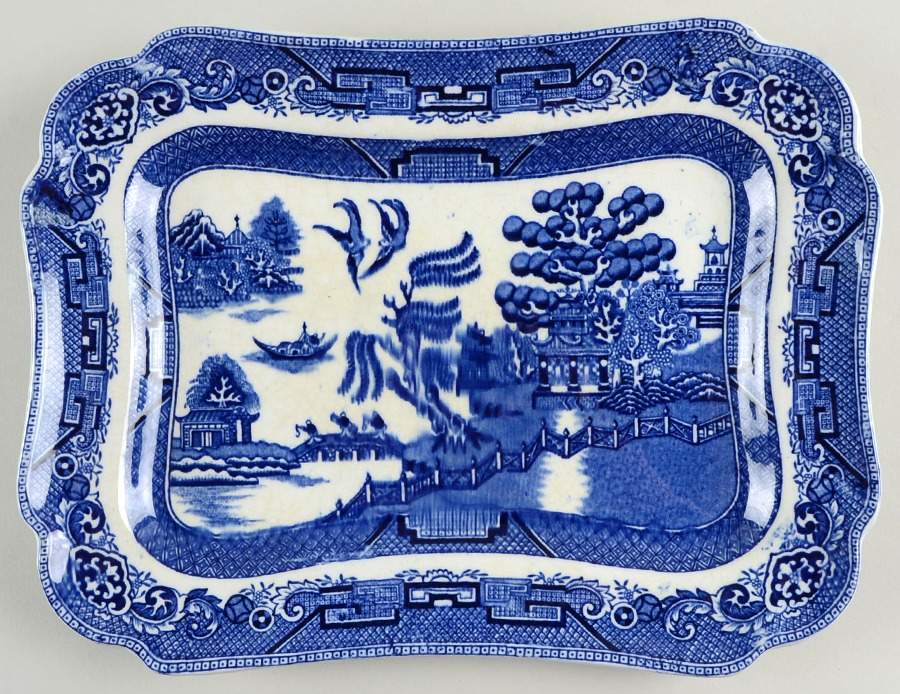 Ye Olde Willow Blue 12" Rectangular Serving Platter by Staffordshire-1