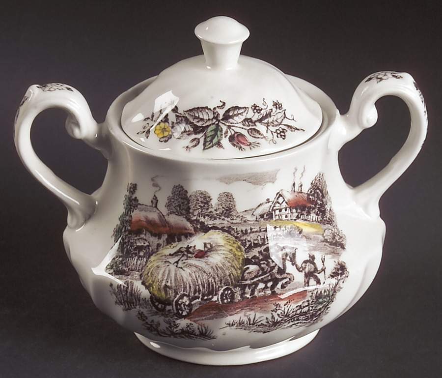 Yorkshire Multicolor Sugar Bowl & Lid by Staffordshire-1
