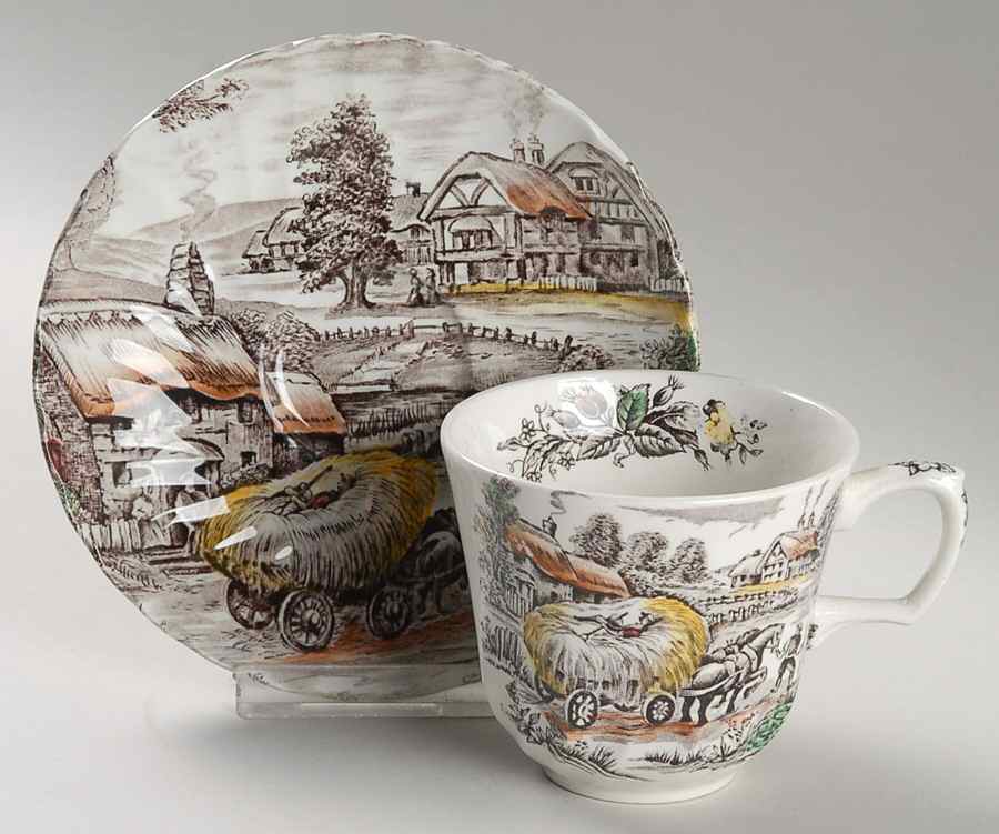 Yorkshire Multicolor Flat Cup & Saucer Set by Staffordshire-1