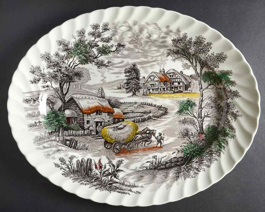 Yorkshire Multicolor 16" Oval Serving Platter by Staffordshire-1
