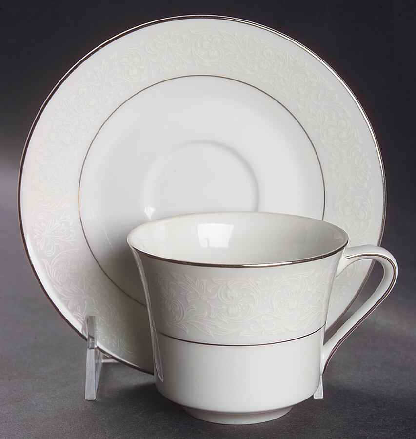 Brocade Flat Cup & Saucer Set by Style House-1