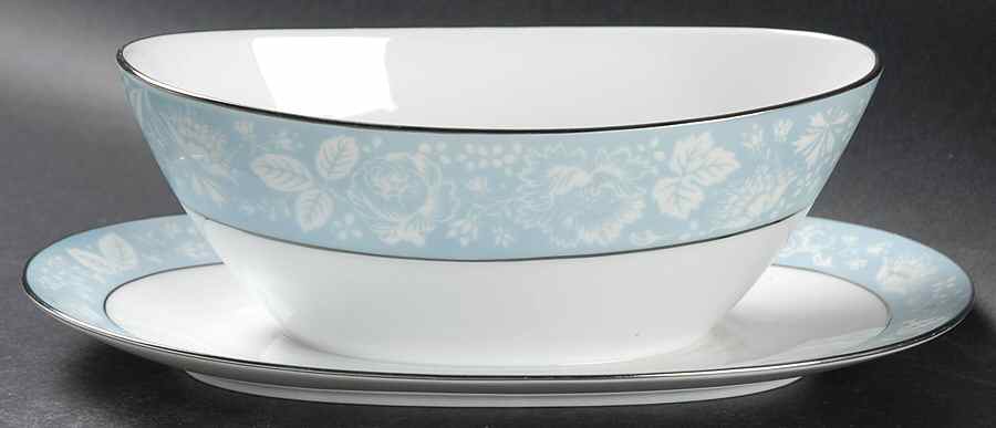 Damask (Coupe Shape) Gravy Boat with Attached Underplate by Style House-1