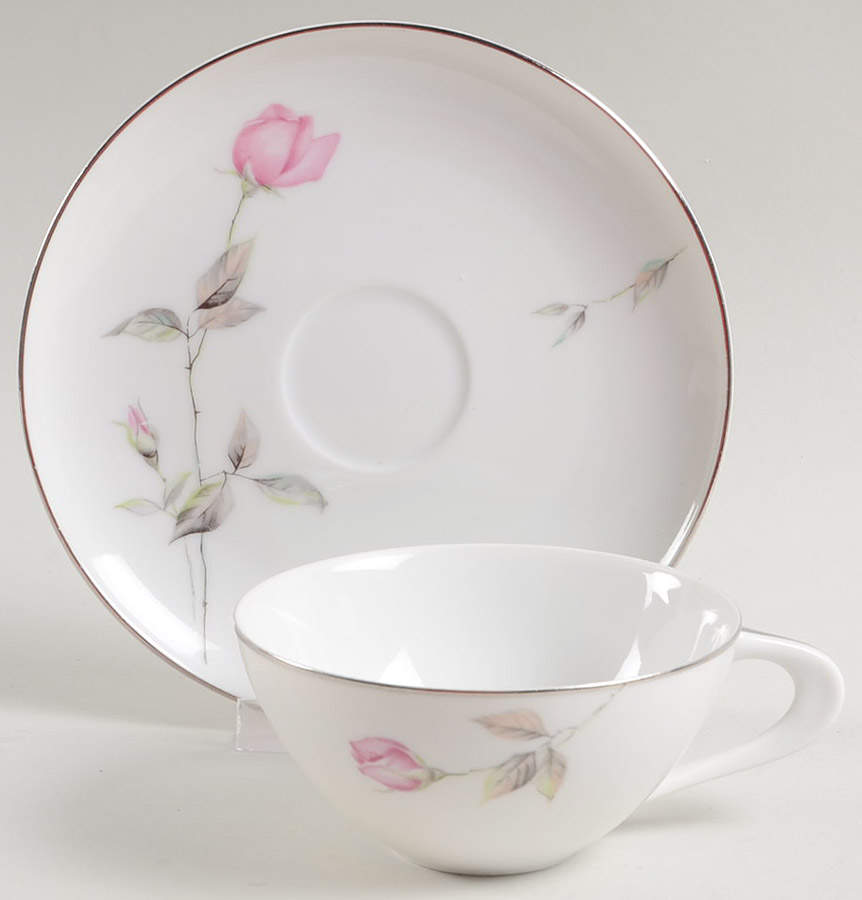 Dawn Rose Flat Cup & Saucer Set by Style House-1