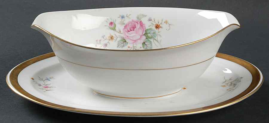 Dresden Bouquet Gravy Boat with Attached Underplate by Style House-1
