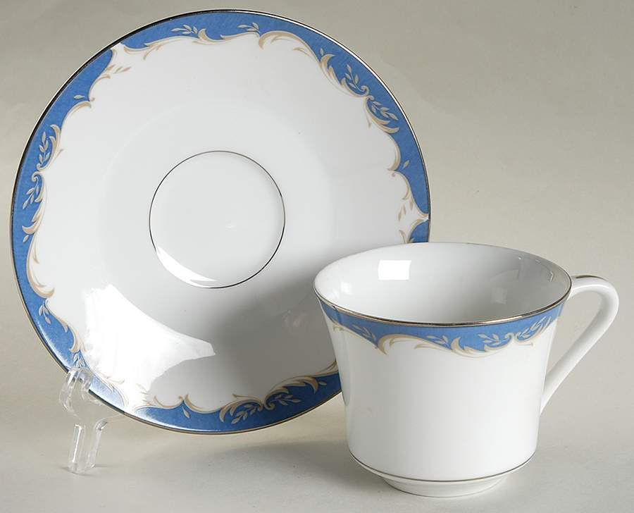 Dynasty Blue Flat Cup & Saucer Set by Style House-1
