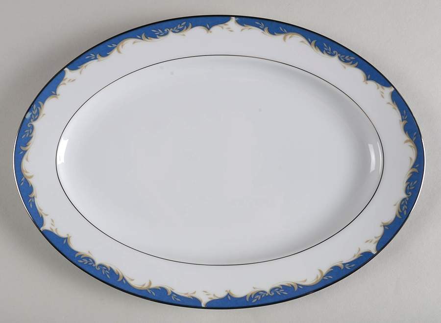 Dynasty Blue 12" Oval Serving Platter by Style House-1